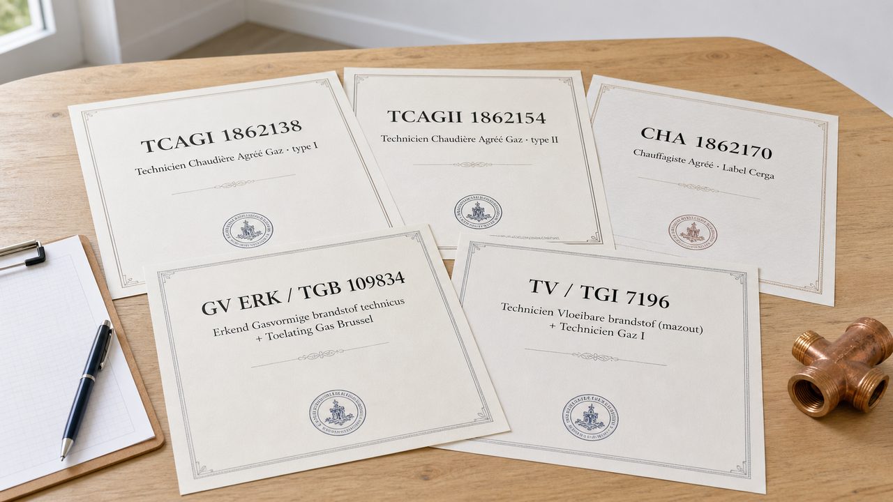 Nima Defaee, technicien certifié gaz chauffagiste plombier en Belgique · agréé Bruxelles, Flandre, Wallonie + label Cerga