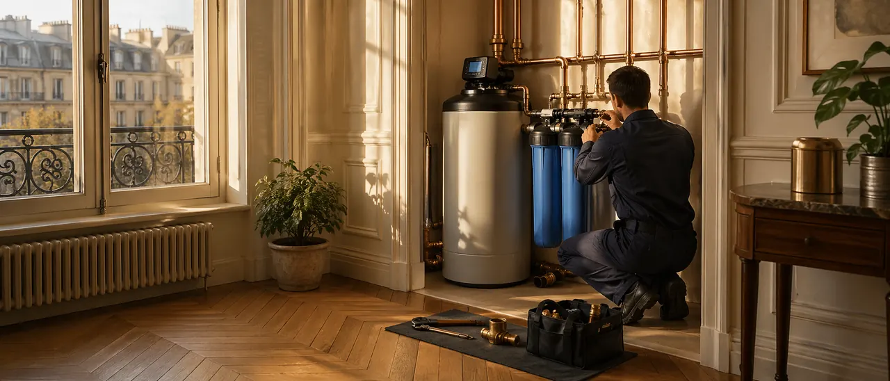 Illustration d’une installation de traitement de l’eau dans une habitation